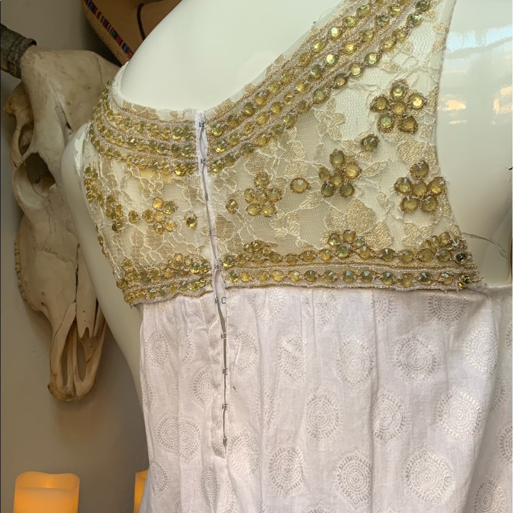 Mauve white trapeze rhinestone dress - Picture 4 of 4